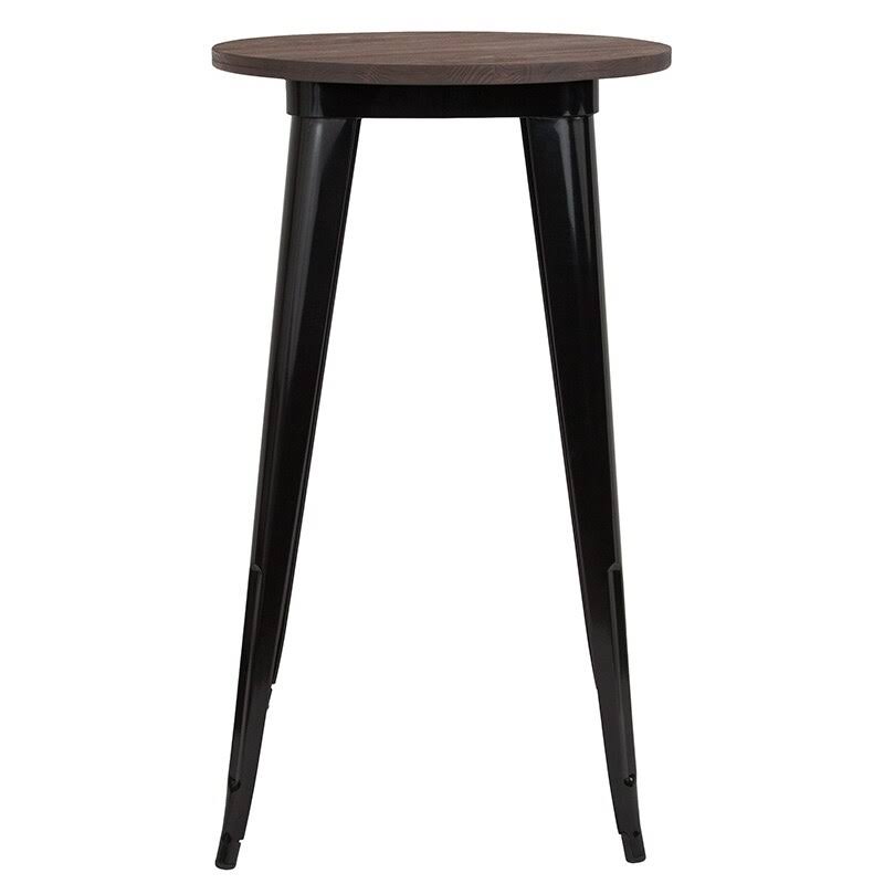 Black Metal Bar Height Table with Wood Top R511
