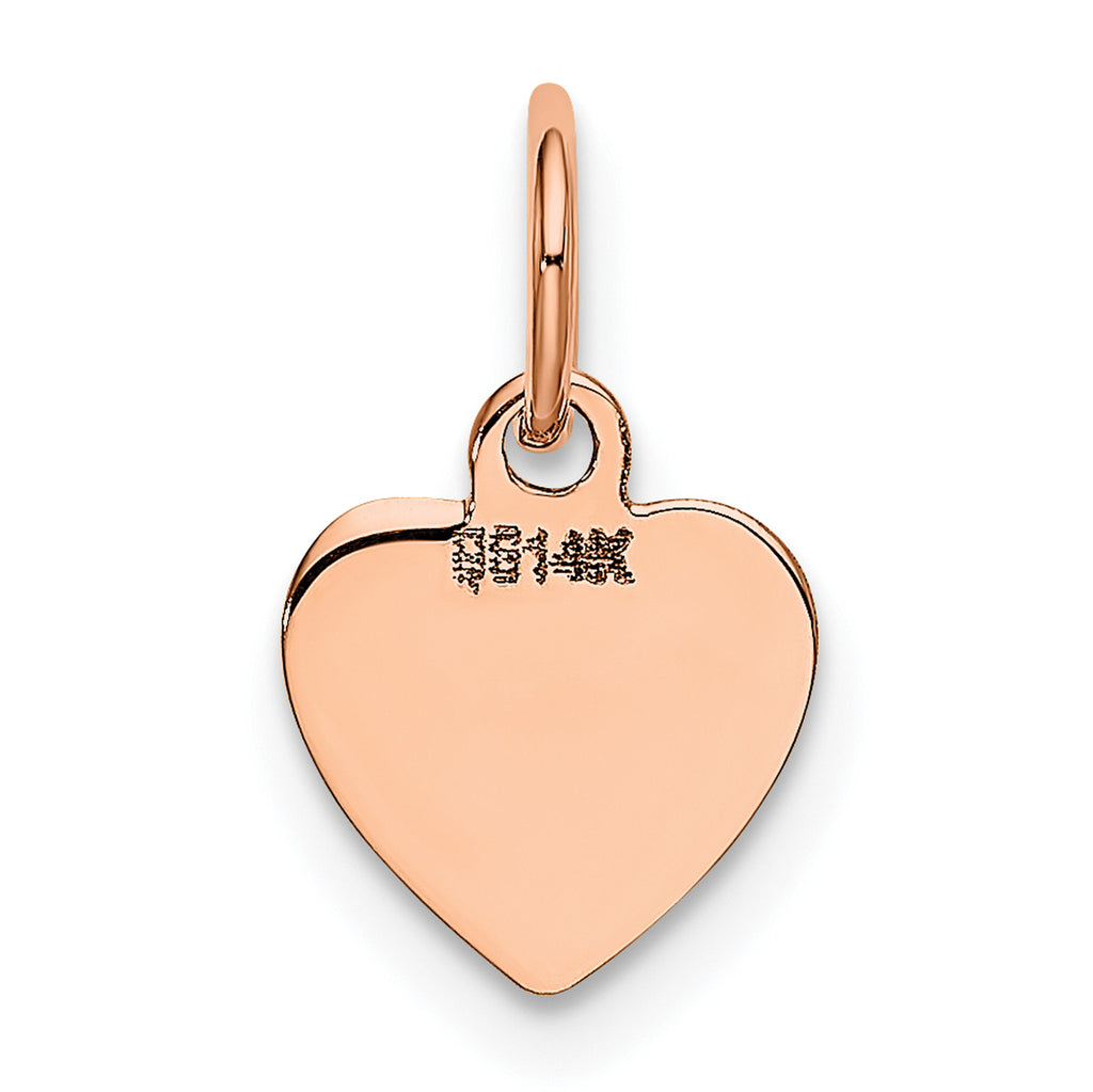 14K Rose Gold Heart Shaped Disc Pendant Charm X8466