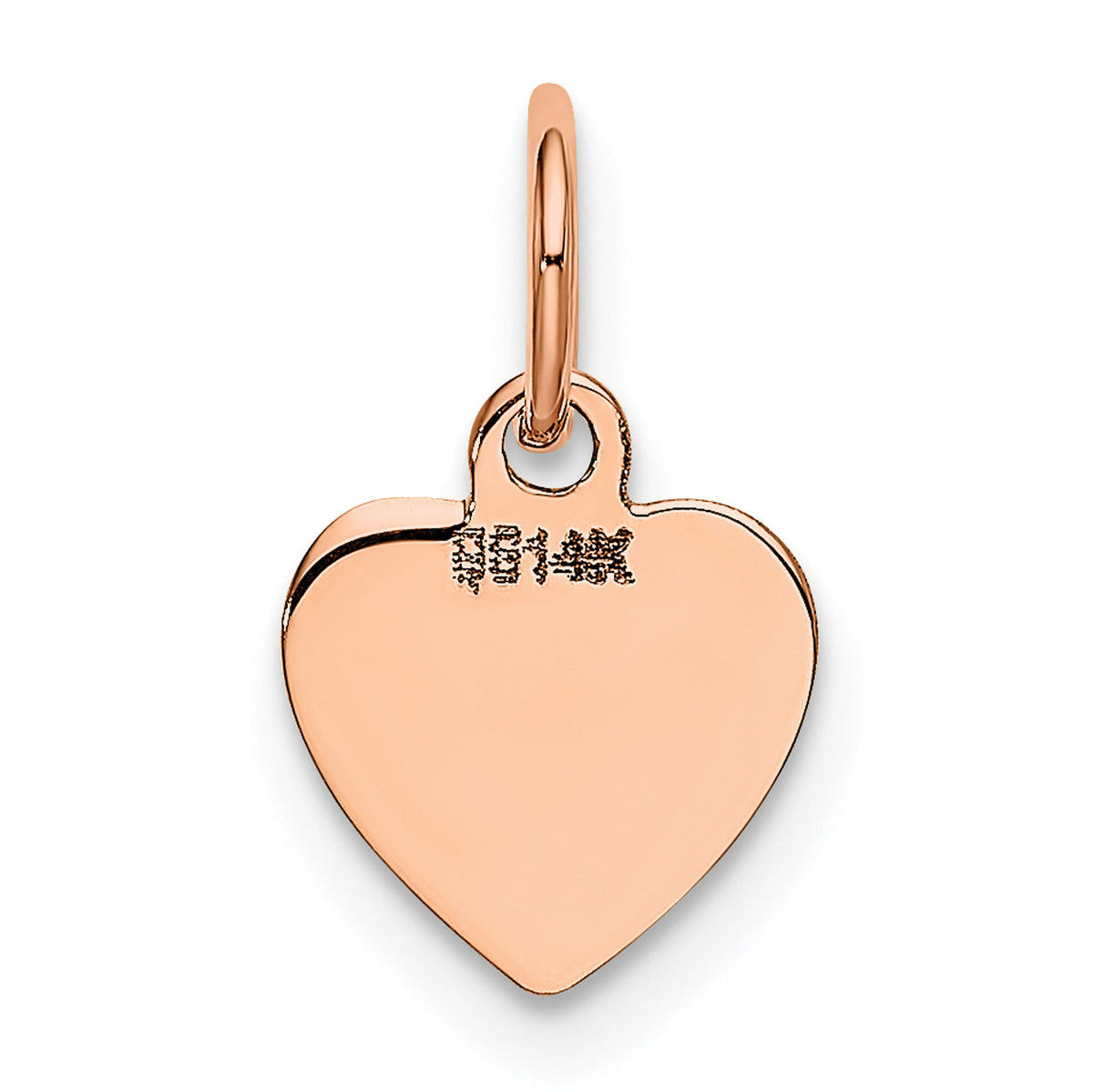 14K Rose Gold Heart Shaped Disc Pendant Charm X8466