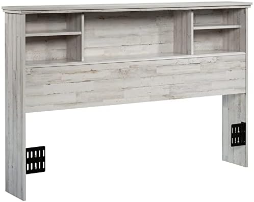 Glacier White Wooden Full-Queen Bookcase Headboard M4993
