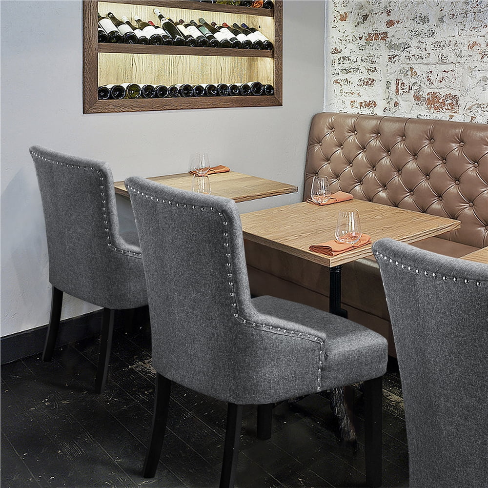 Set of 4 Gray Upholstered Dining Chairs Q365