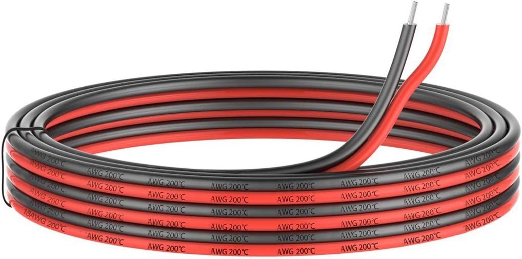 10 Gauge Silicone 2 Conductor Parallel Wire, 33ft, Red Black Z1220