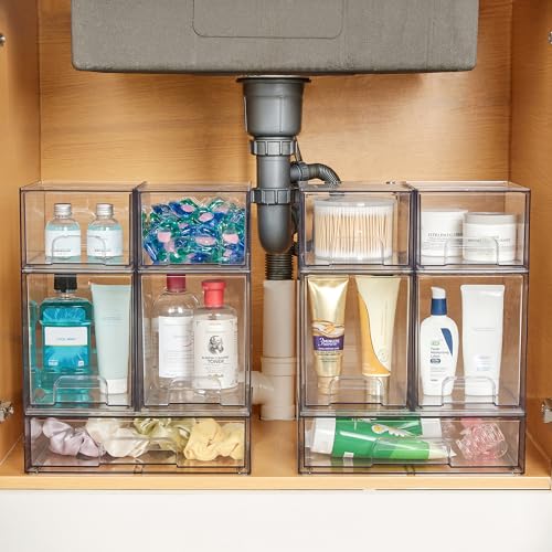 Clear Plastic Stackable Storage Drawers Set of 6 U2374