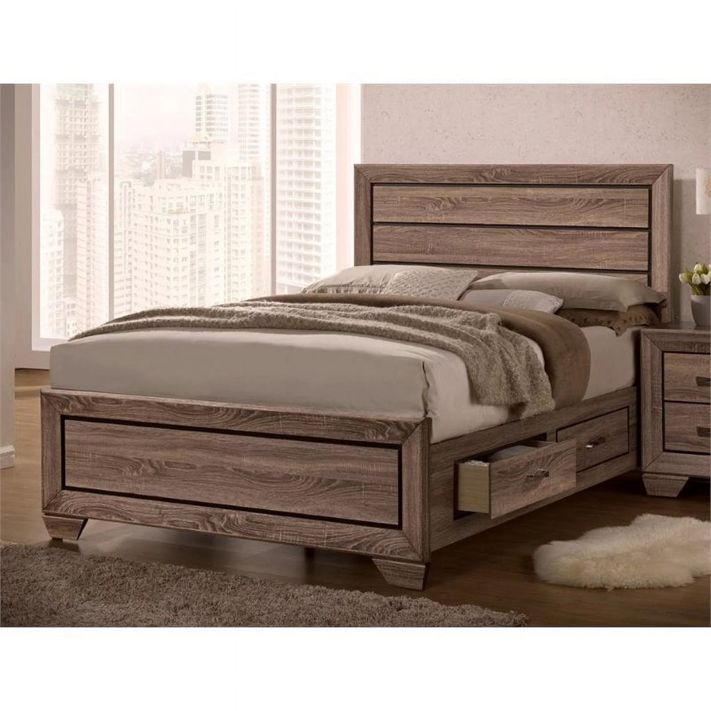 Brown Wood Queen Panel Bed E944