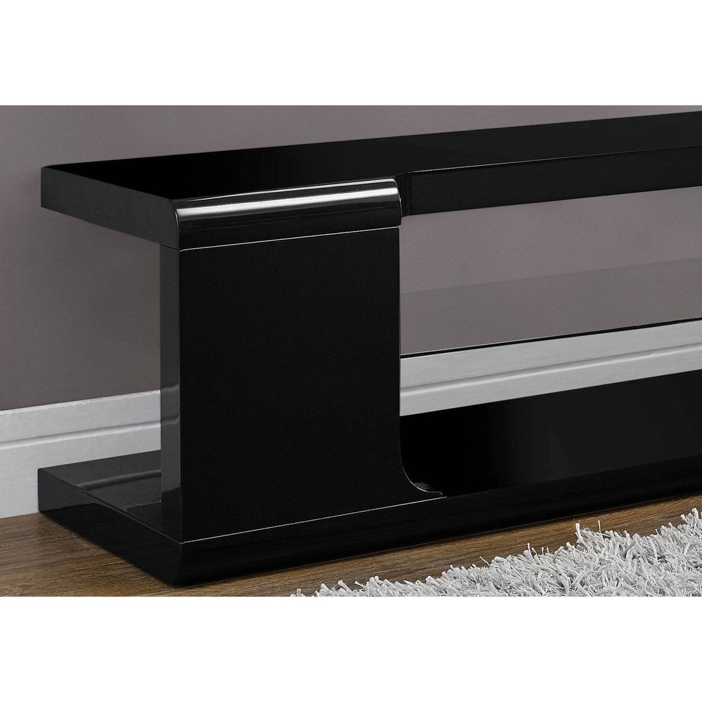 Black High Glossy TV Console with Tempered Glass W977804