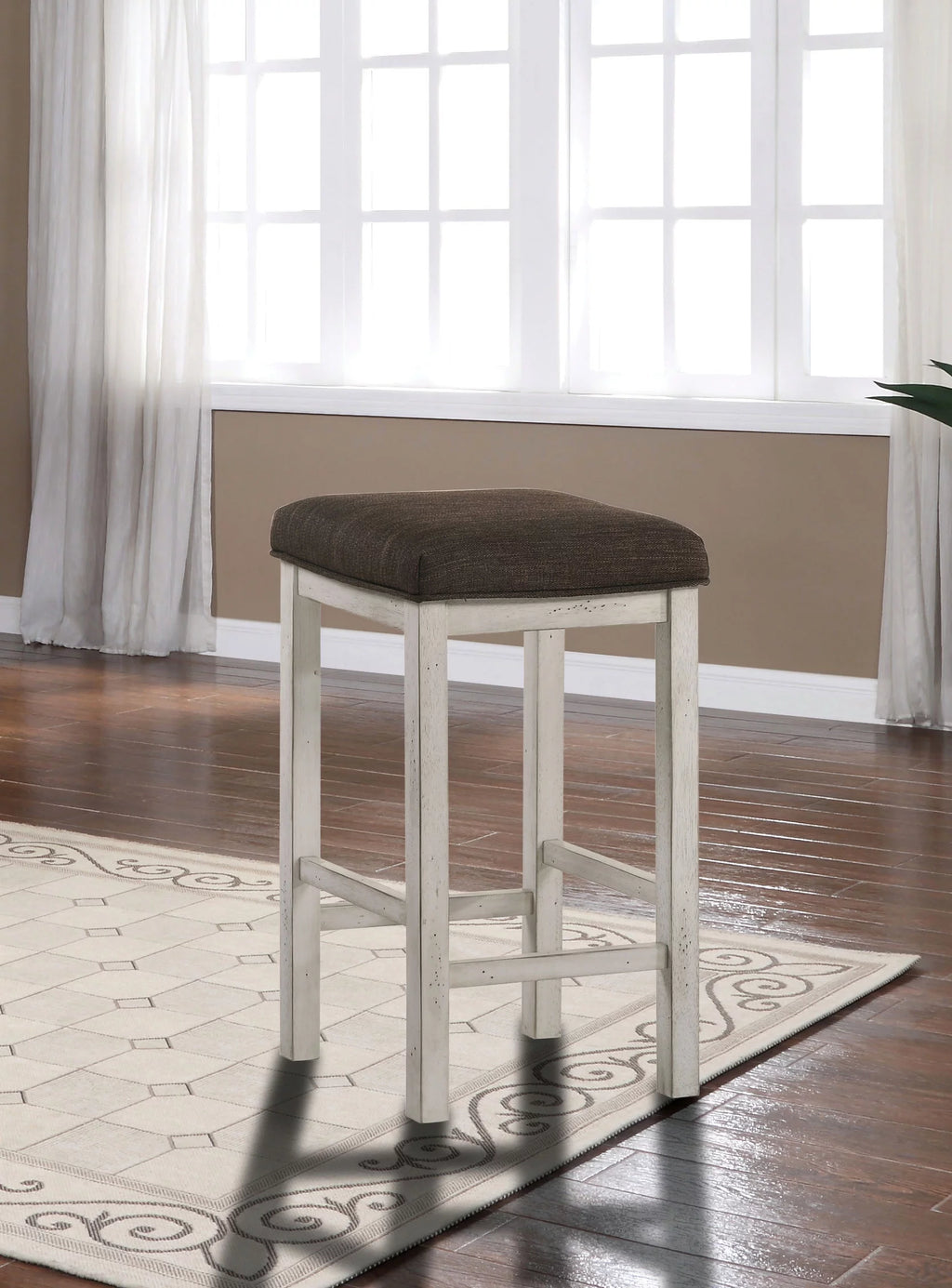 Antique White Wood Counter Stools Set of 2 K49642