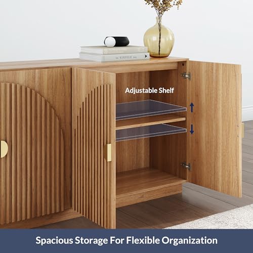 65 Inch Fluted Buffet Cabinet with Storage Y437366