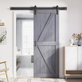 Gray Wood Barn Door Slab with Hardware Track Kit Q9485