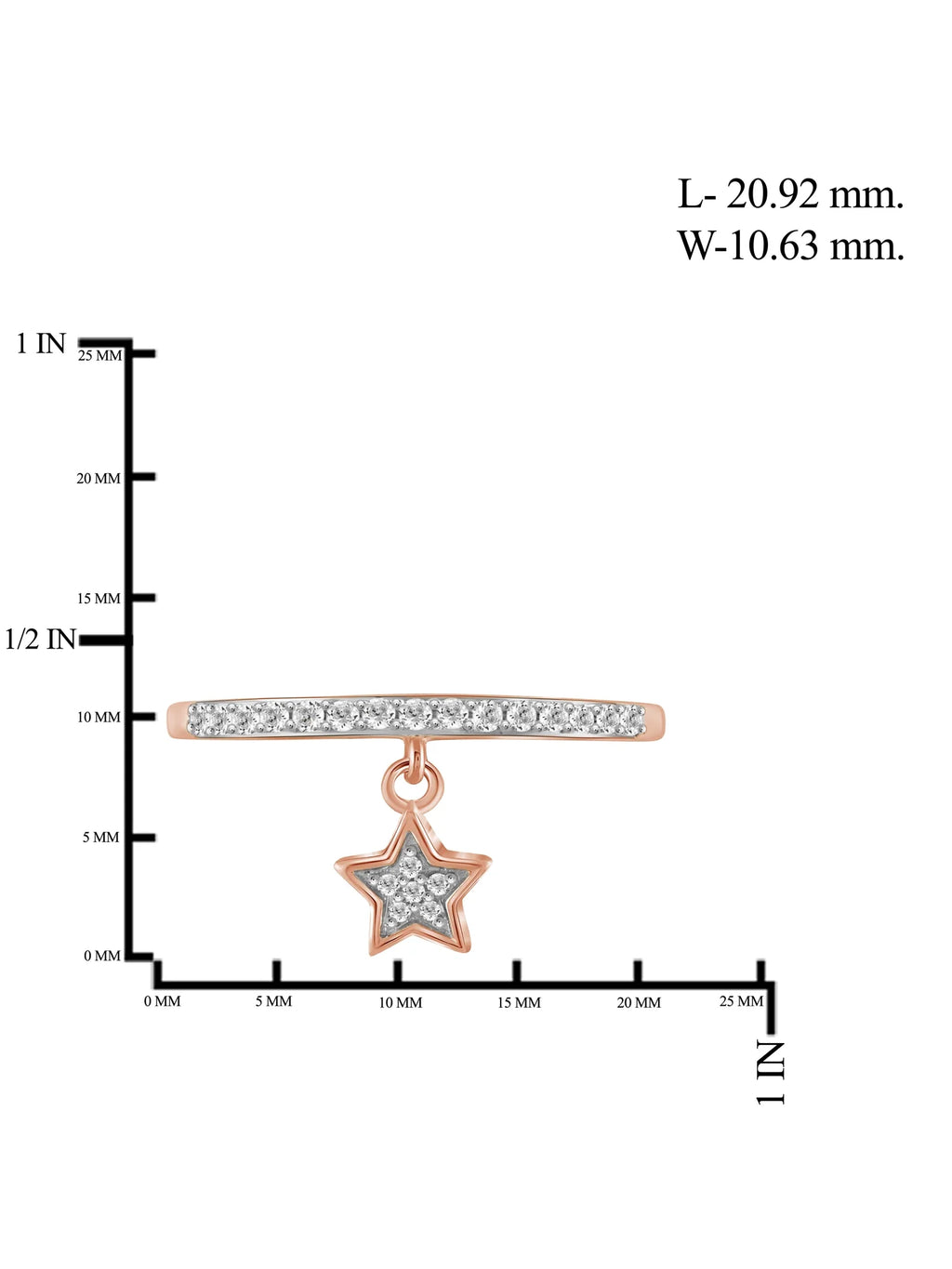 1/5 Carat White Diamond Ring Rose Gold Over Silver T4480