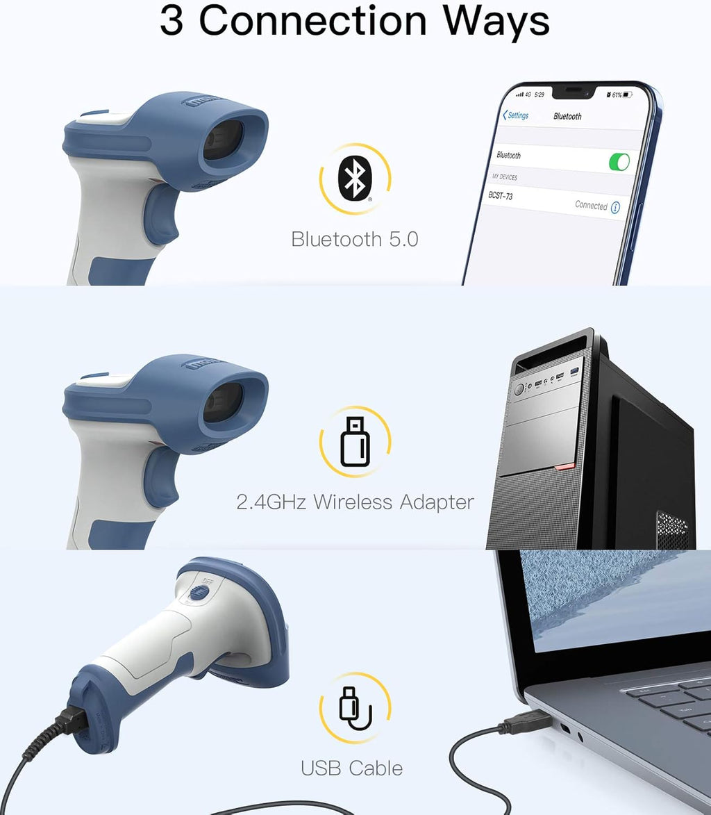 Bluetooth 5.0 Wireless 2D Barcode Scanner G90557