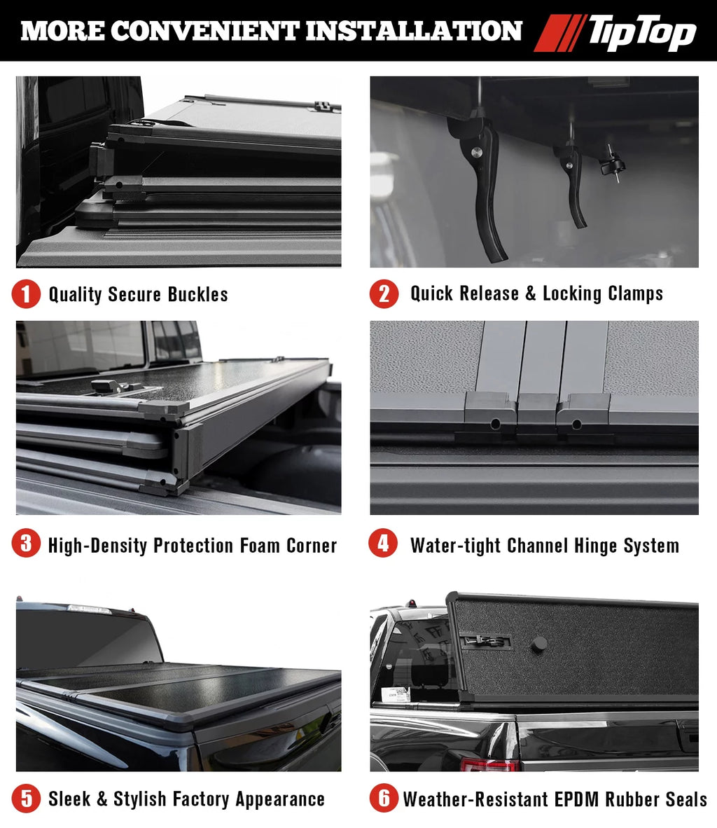 Tri-Fold Hard Tonneau Cover Truck Bed FRP 6.5ft Bed K688219