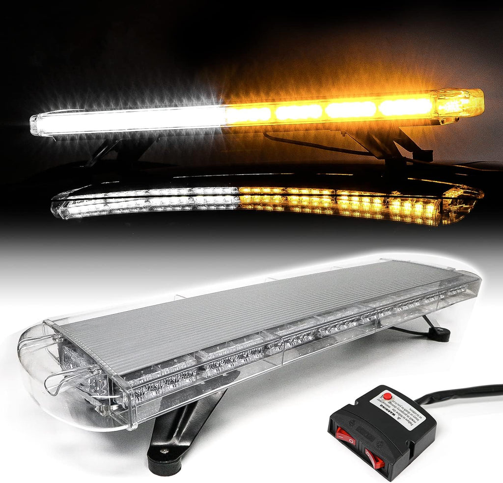 Amber White 38 LED Emergency Strobe Light Bar W5985