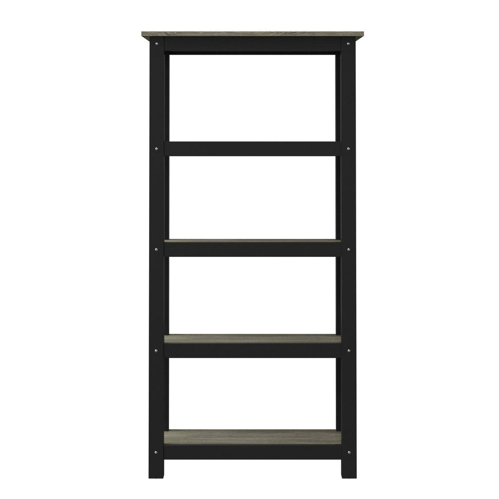 Black and Clayton Oak 4-Shelf Industrial Bookcase L729