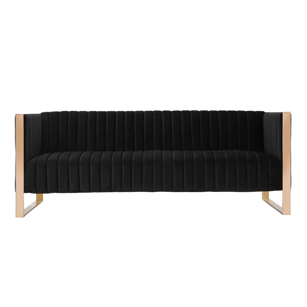 Black Velvet Sofa & Armchair Set C23349