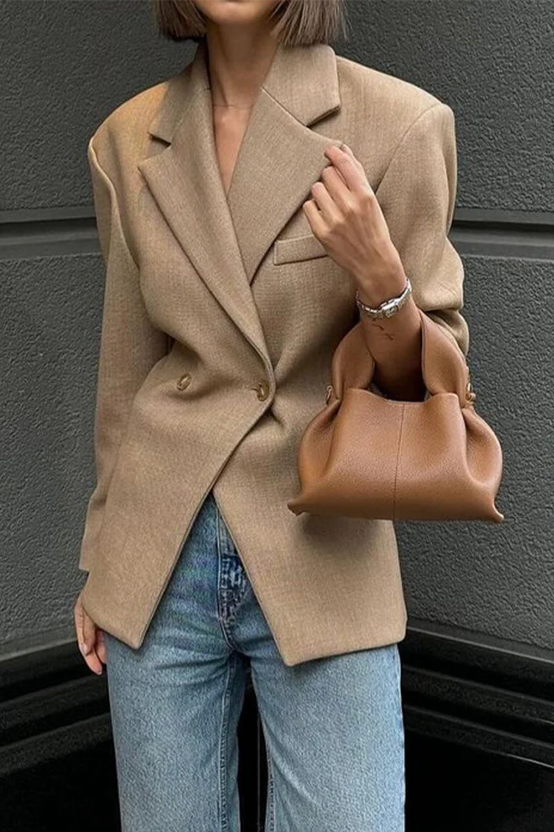 Solid Color Button Outerwear O81360