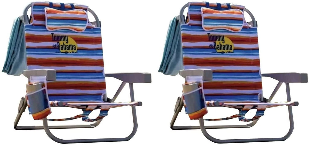 2 Pack Backpack Beach Chair with Cooler Storage Pouch and Towel Bar C208