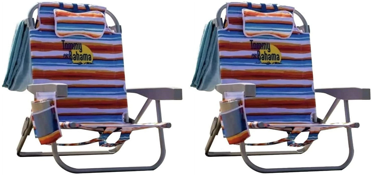 2 Pack Backpack Beach Chair with Cooler Storage Pouch and Towel Bar C208