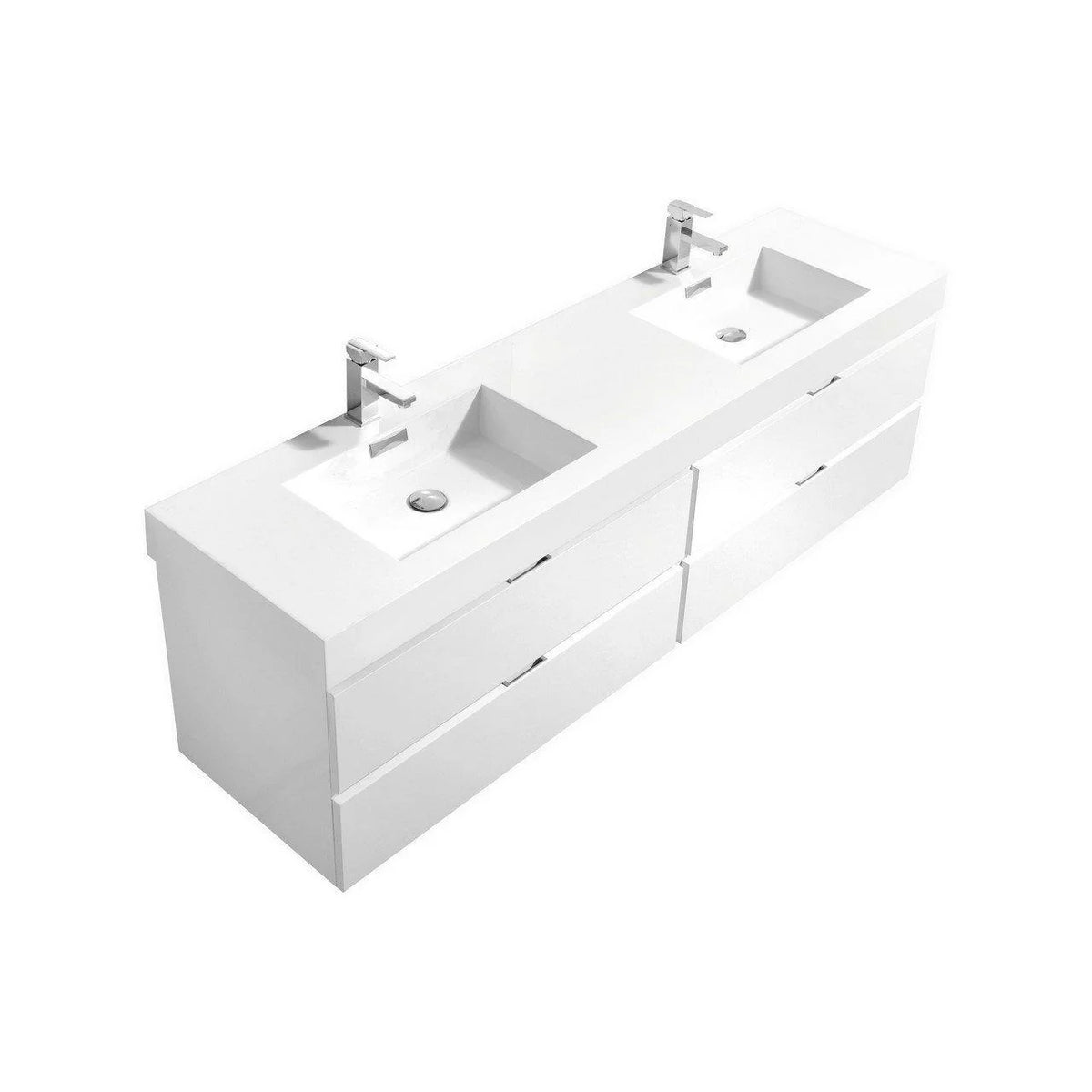 72 in. Double Sink Wall Mount High Gloss White Bathroom Vanity R73862