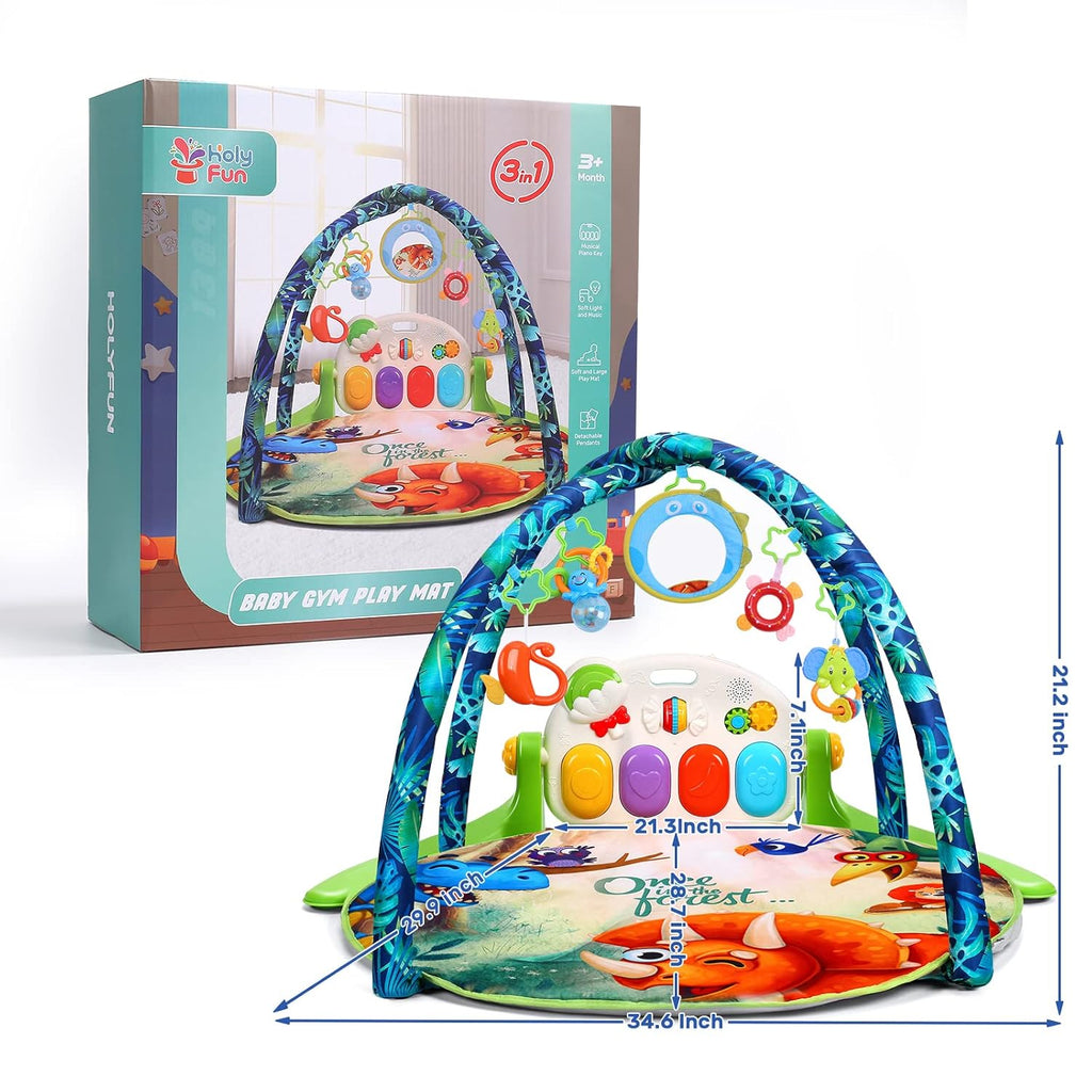 Baby Gym Play Mat with 5 Sensory Teether Toys, Musical Activity Center, Pack of 2 P43854