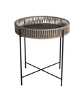 White and Gray Metal Accent Table with Round Top L158862