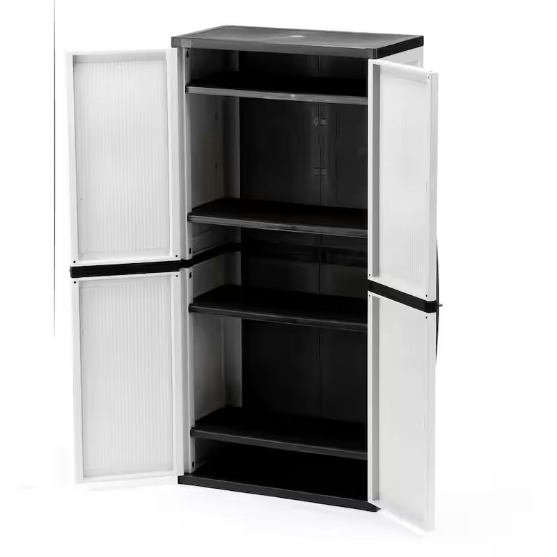 Gray Plastic Freestanding Garage Cabinet W5566
