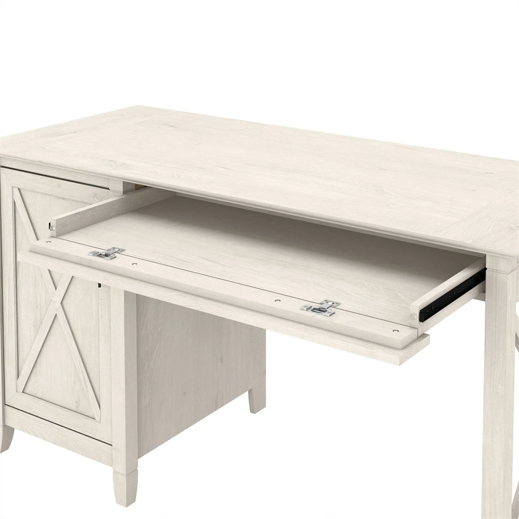 White Engineered Wood Computer Desk with Storage O931710