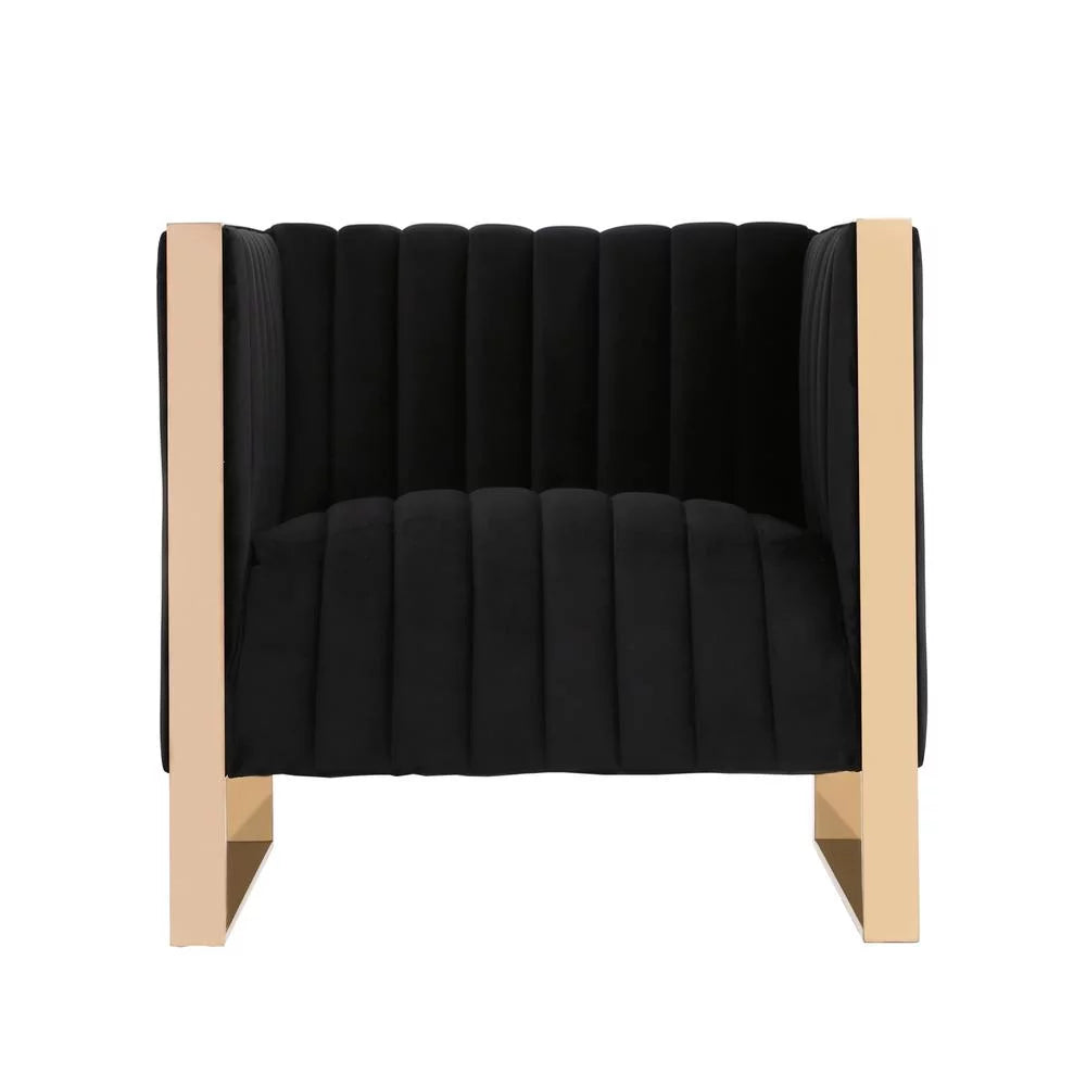 Black Velvet Sofa & Armchair Set C23349