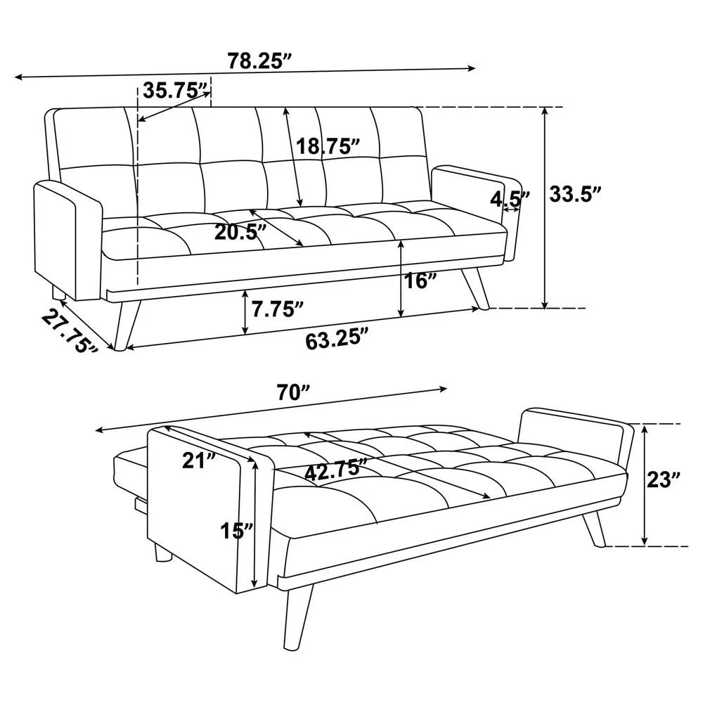 Sage Green Fabric Upholstered Convertible Sofa Bed I417