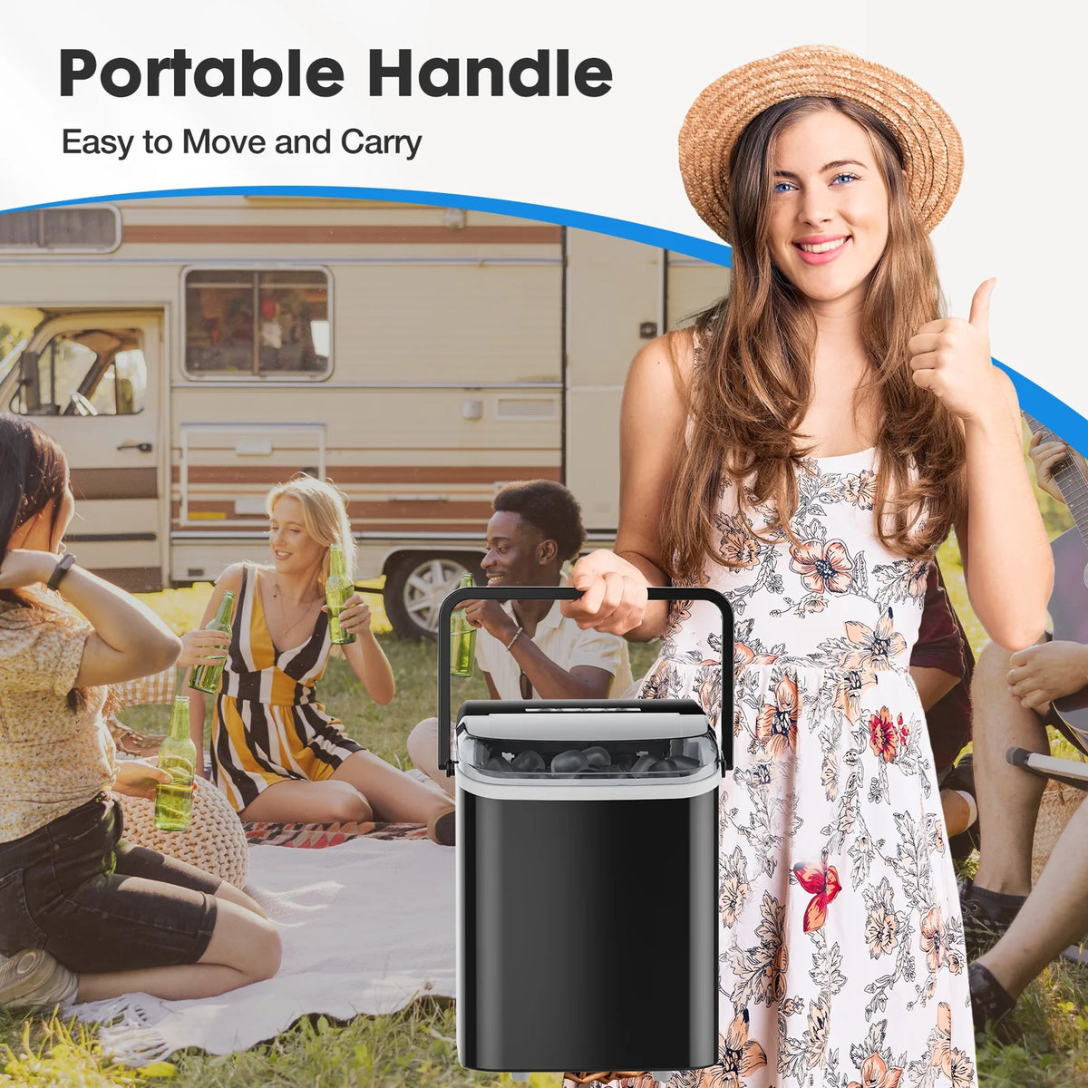 Portable 1.5L Electric Ice Maker Black H776