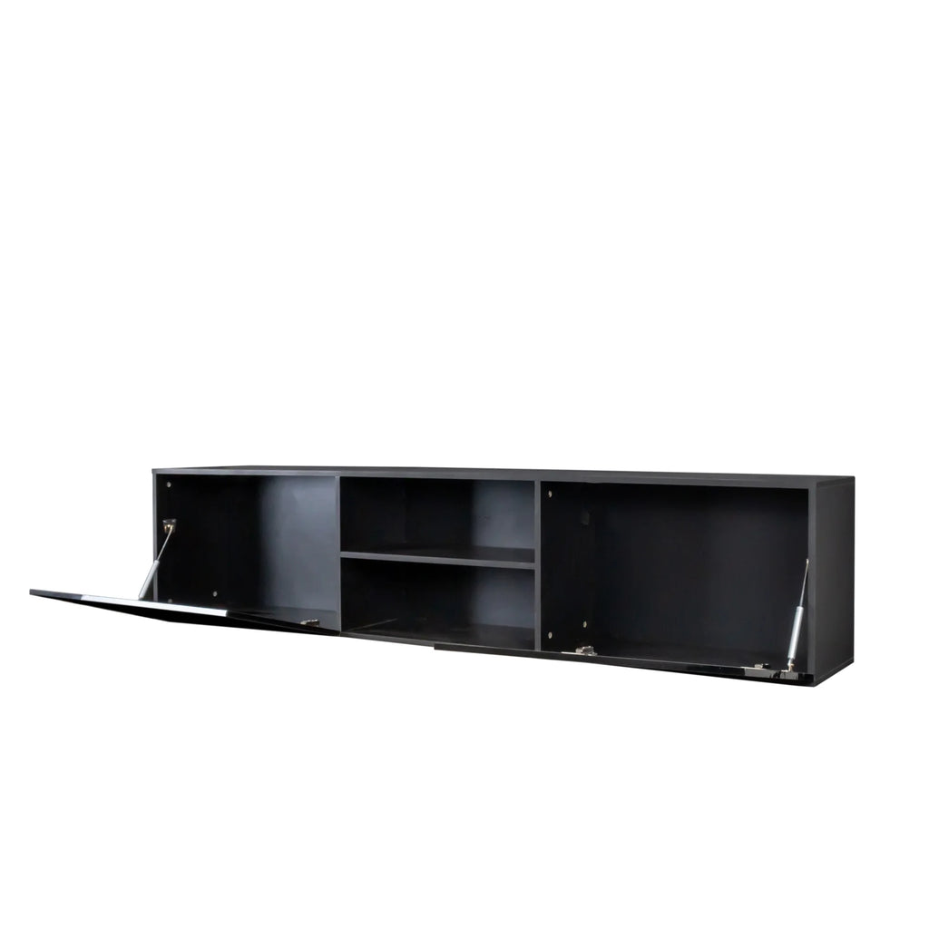 Wall Mounted Floating TV Stand with Shelf and Clamshell Doors L651
