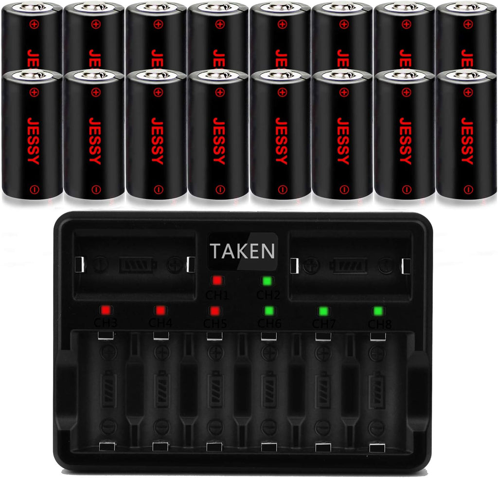 16 Pack Rechargeable Lithium Batteries 750mAh 3.7V with Charger A9522
