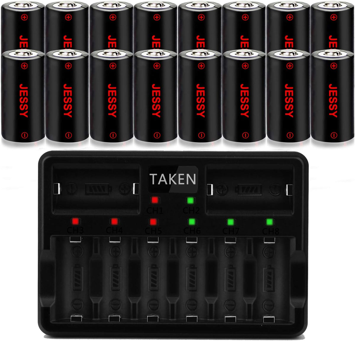 16 Pack Rechargeable Lithium Batteries 750mAh 3.7V with Charger A9522