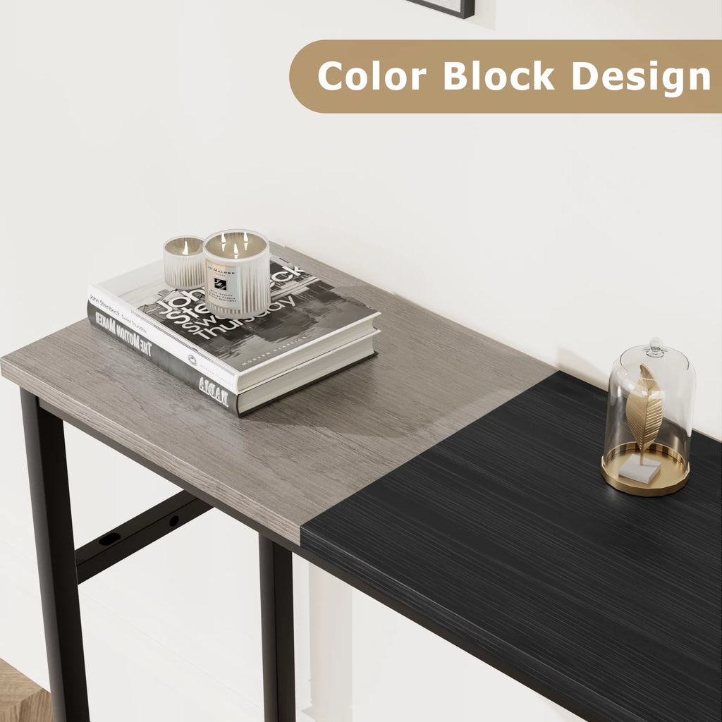Grey 2-tier Narrow Console Table with Storage Shelf Z20691