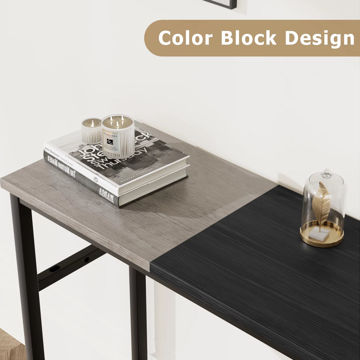Grey 2-tier Narrow Console Table with Storage Shelf Z20691