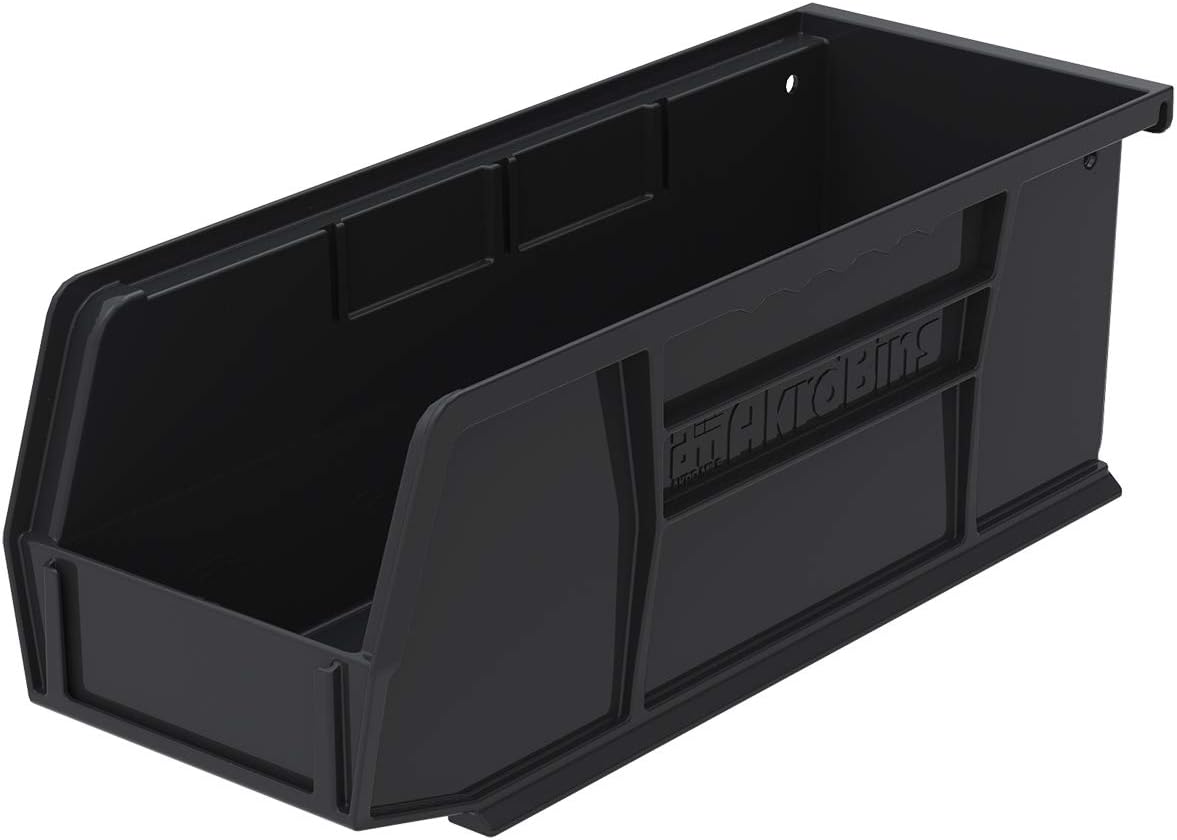 Plastic Storage Bin Hanging Stacking Containers, 11-Inch x 4-Inch x 4-Inch, Stone, 12-Pack U1732