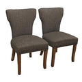 22" Mid-Century Linen Fabric Solid Wood Side Chair in Dark Gray Set of 2 I3472