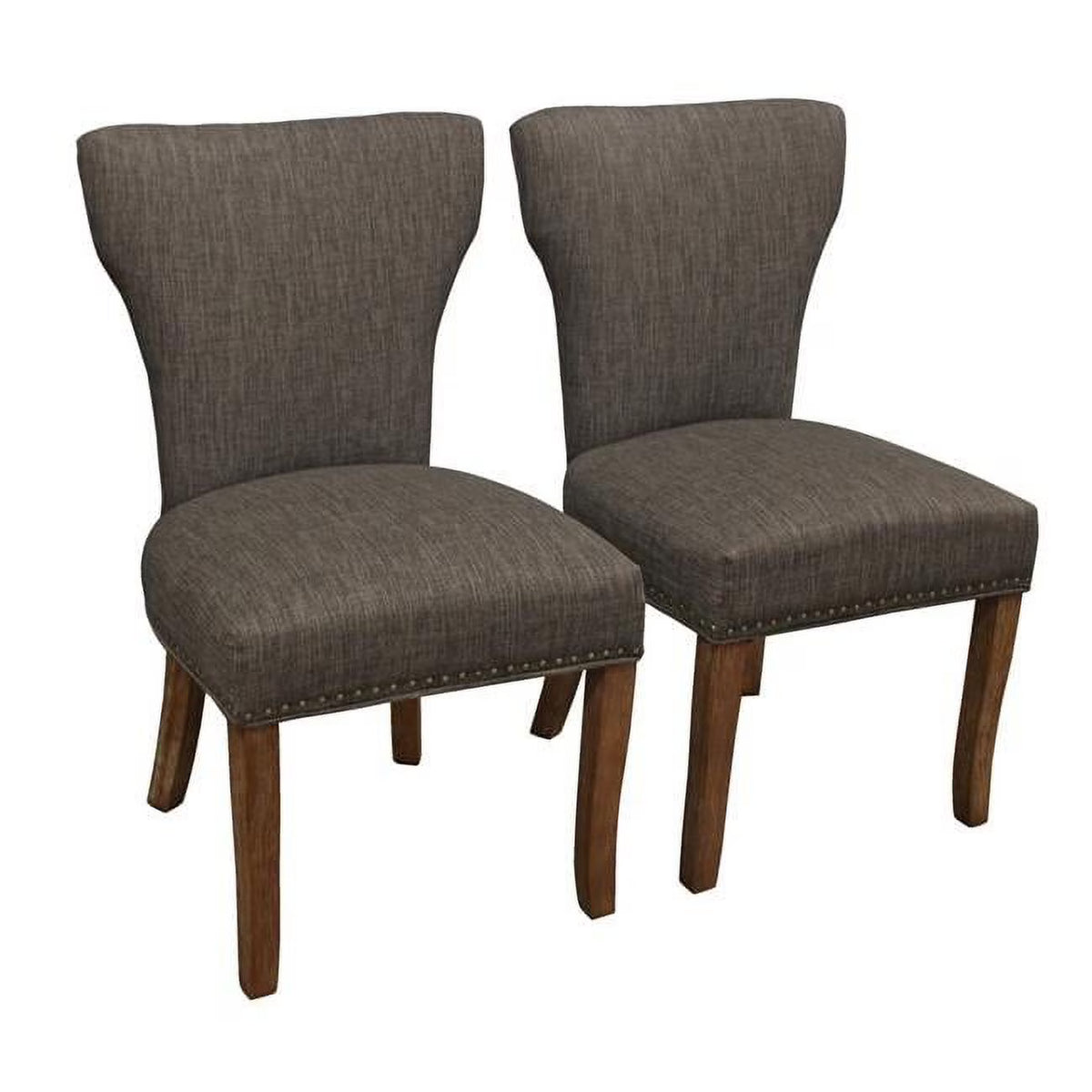 22" Mid-Century Linen Fabric Solid Wood Side Chair in Dark Gray Set of 2 I3472