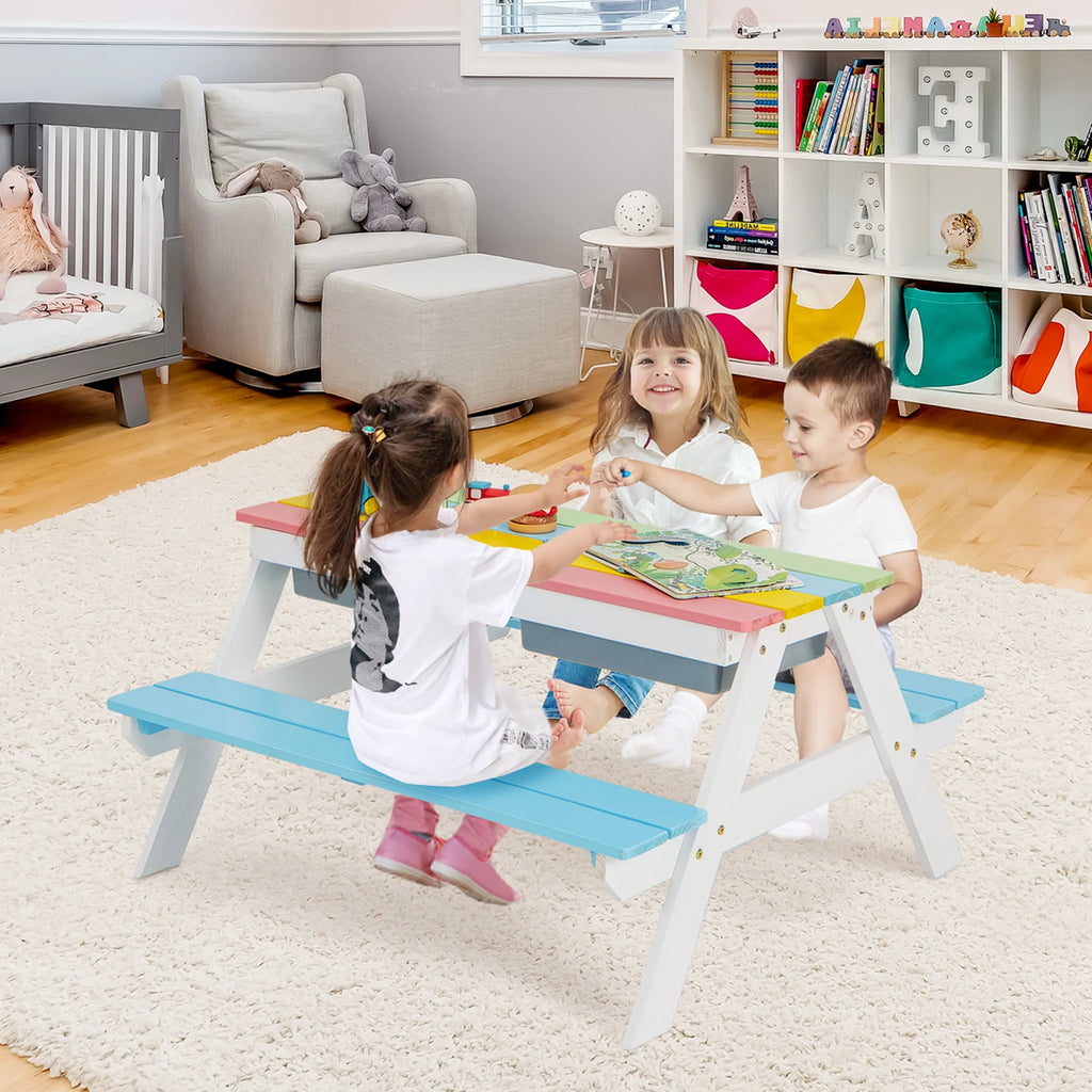 Kids Picnic Table with Umbrella Green G8291