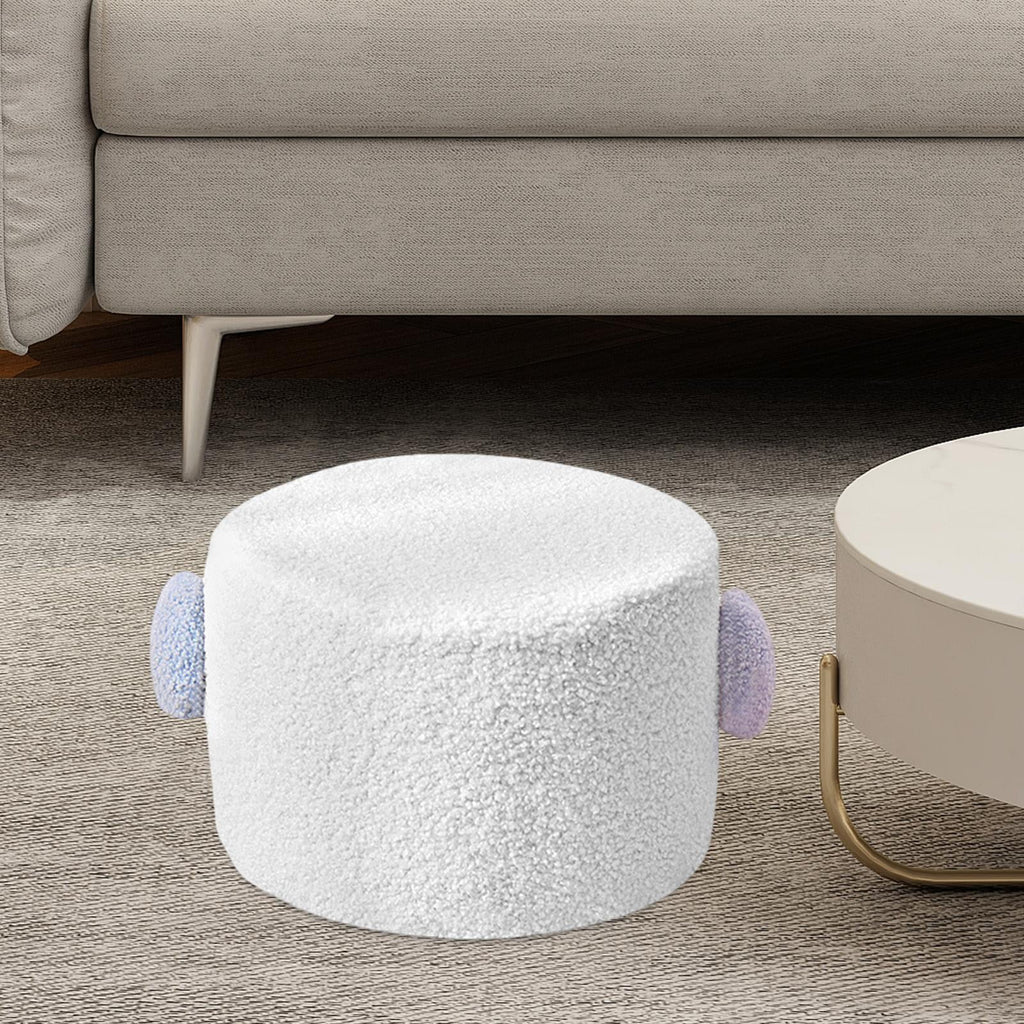 White Small Footstool Ottoman D297
