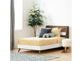 Twin Natural Walnut and Pure White Bed N962