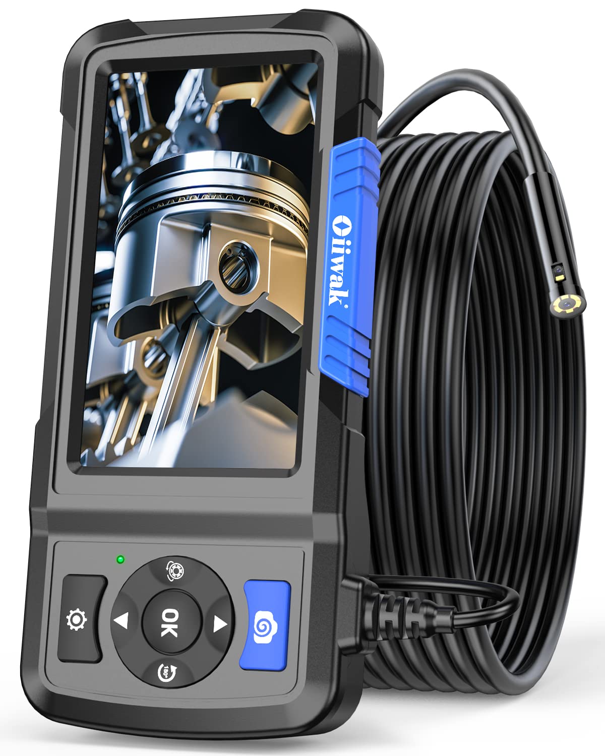 Dual Lens Industrial Endoscope 1080P Digital Borescope Inspection Camera with Light IP67 Waterproof 4.5 Screen 32GB Card 11.5FT Cable F685658