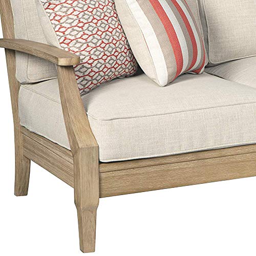Beige Eucalyptus Patio Sofa with Cushion X443389