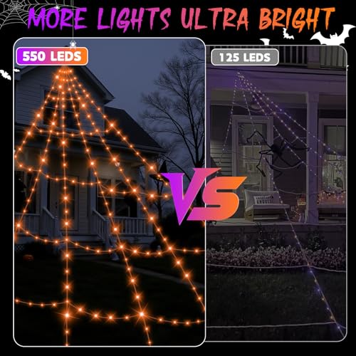 Halloween Decorations Outdoor Spider Web Lights with Remote Control Timer Waterproof N700