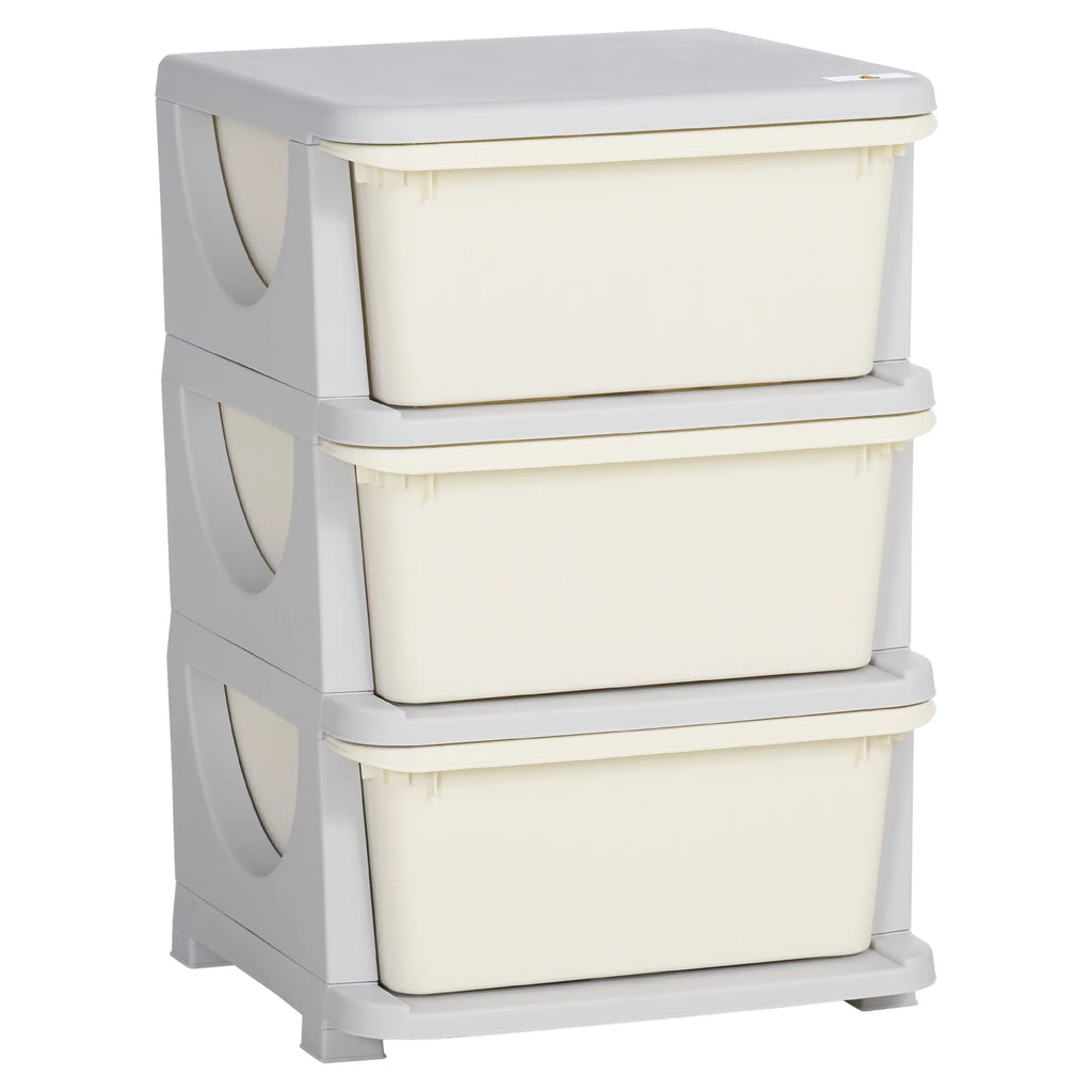 3 Tier Kids Storage Unit Dresser Tower Cream White F433