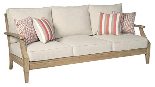 Beige Eucalyptus Patio Sofa with Cushion X443389