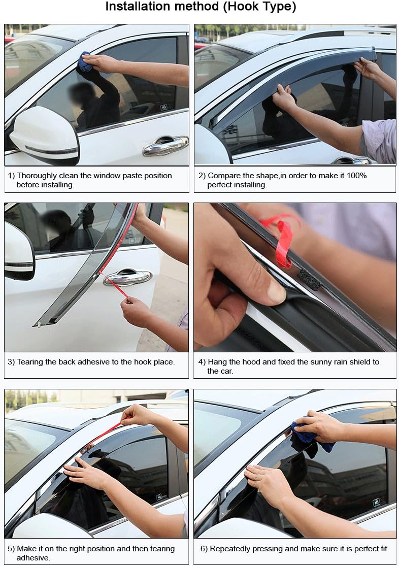 Car Window Visor Vent Shade Deflector Sun/Rain Guards Pack of 2 Z477