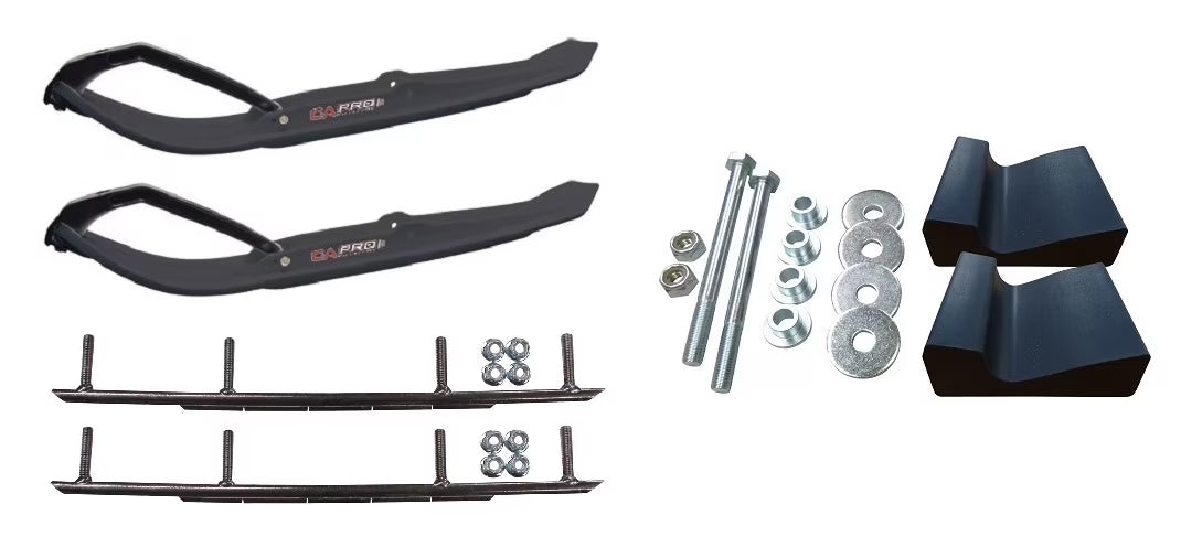 Black MTX Snowmobile Skis with 10" Round Bars Complete Kit D483808
