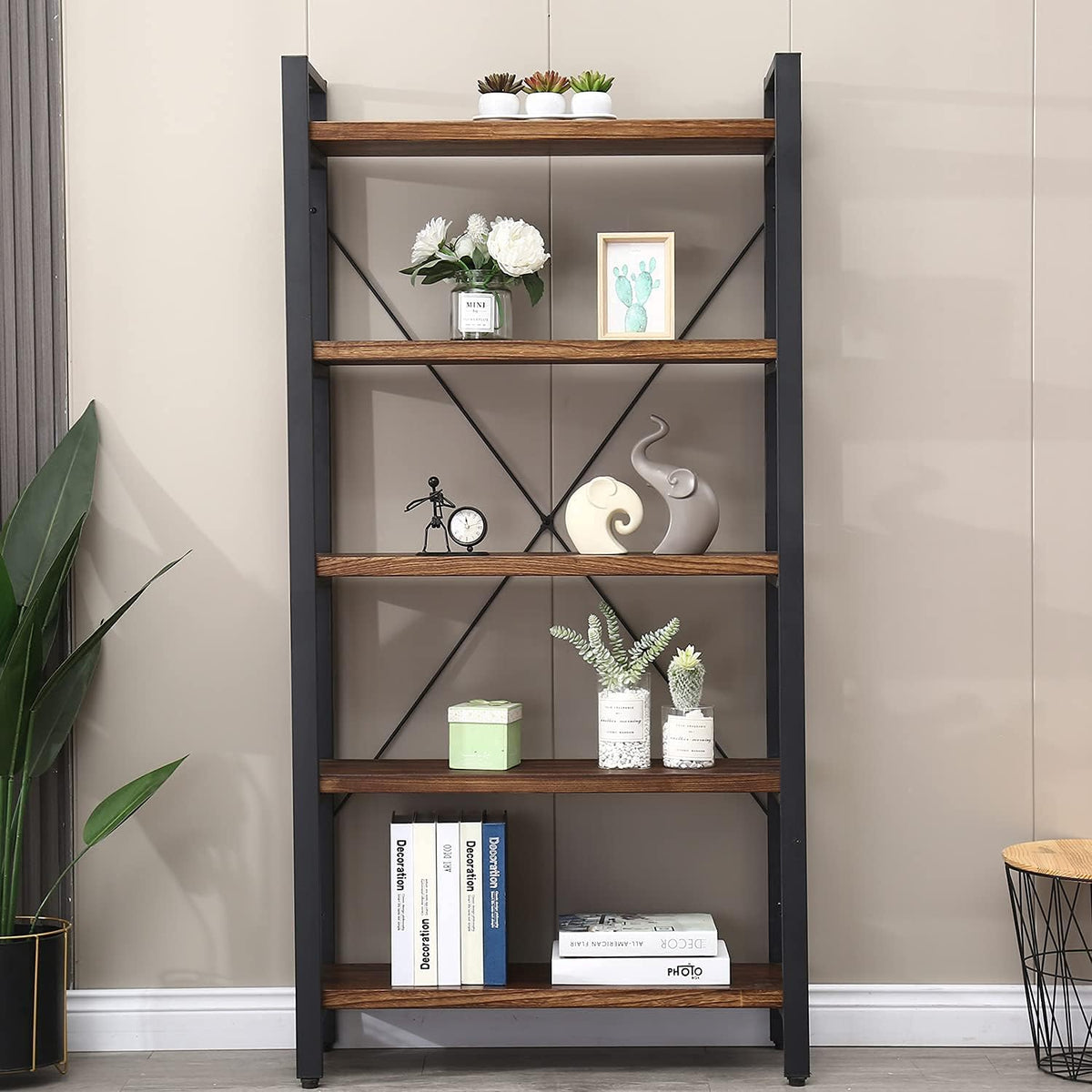 5 Tier Solid Wood Bookshelf P5203