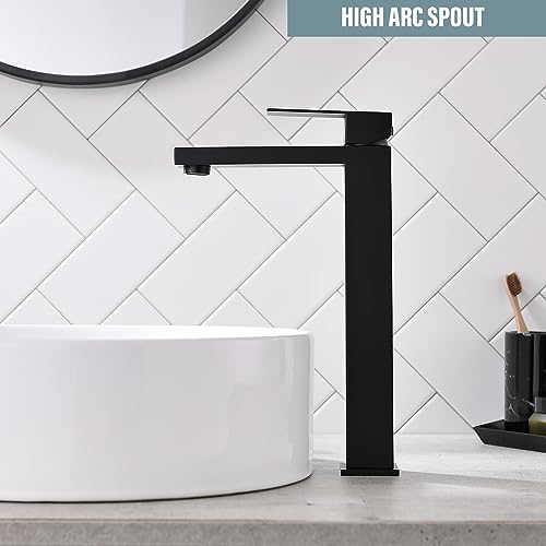 Brushed Nickel Tall Vessel Sink Faucet with Pop-up Drain Q234993