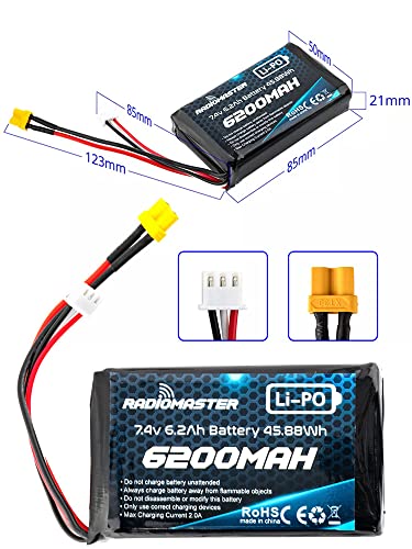 7.4V 2S 6200mAh Rechargeable Lipo Battery with XT30 JST-XH Connector H478758